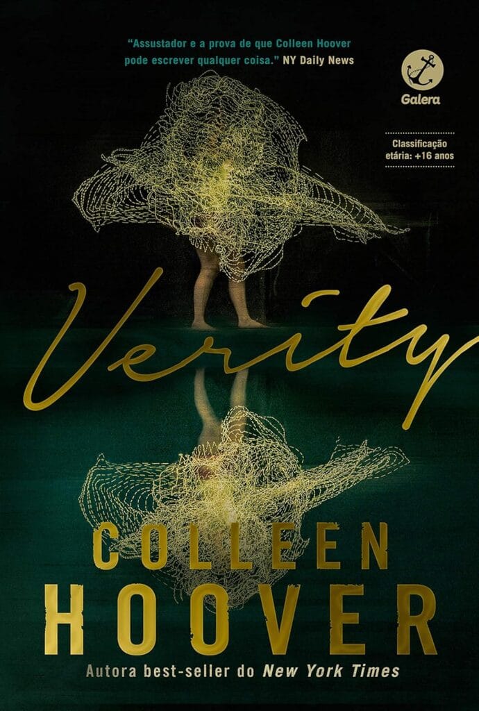 Capa do romance de suspense "Verity", um dos livros de ficção mais vendidos, misturando mistério e drama.