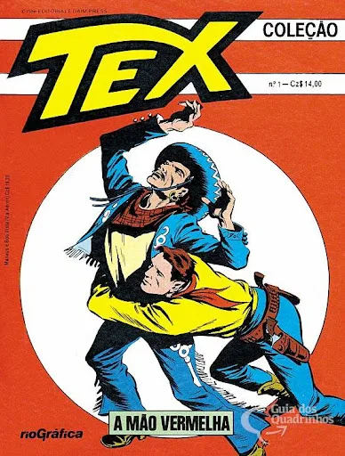Capa da edição número 1 da coleção TEX, 'A Mão Vermelha', uma ótima introdução para quem quer saber como começar a ler TEX.