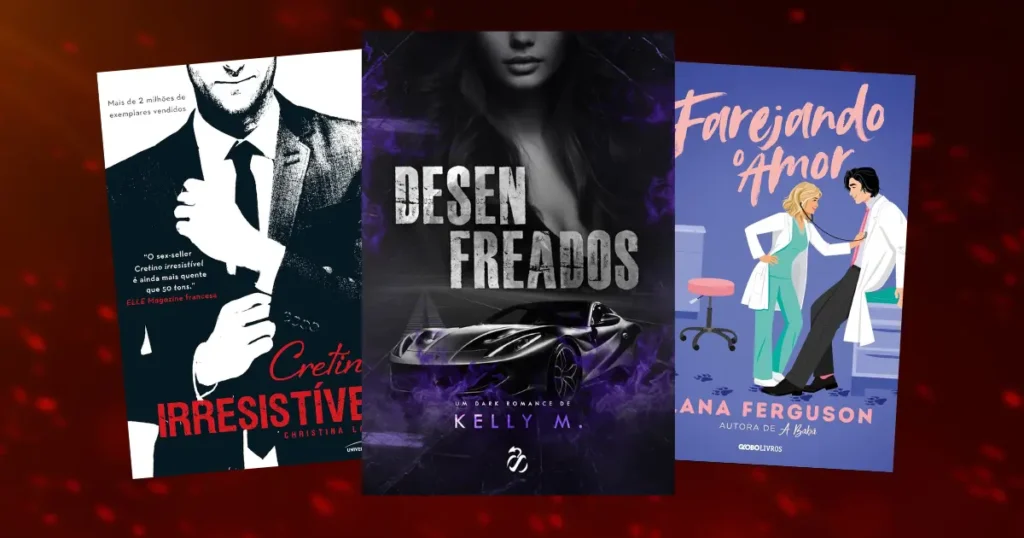 três capas de livros de romance hot 